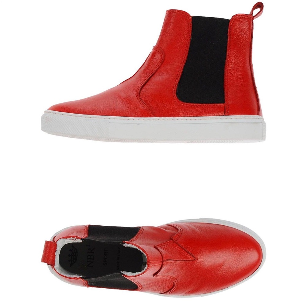 Women’s red leather booties